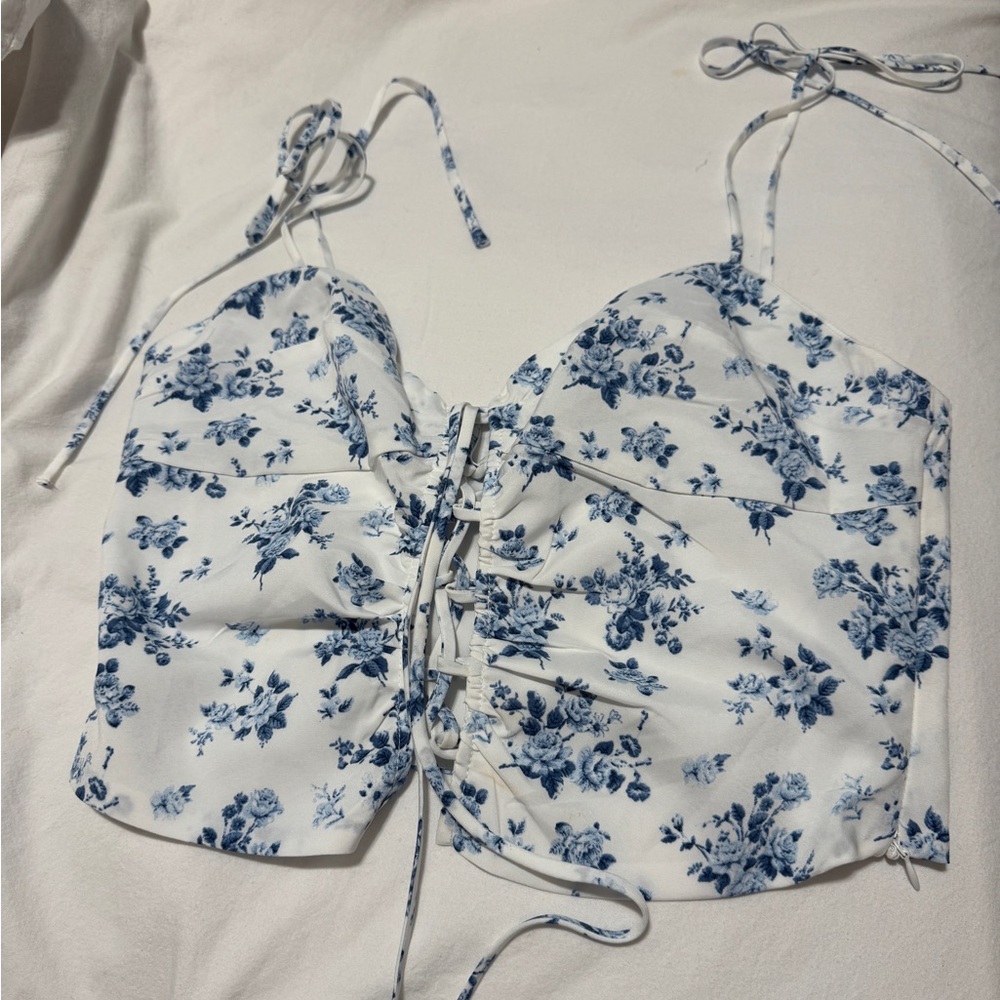 Cotton Candy Blue Floral Top